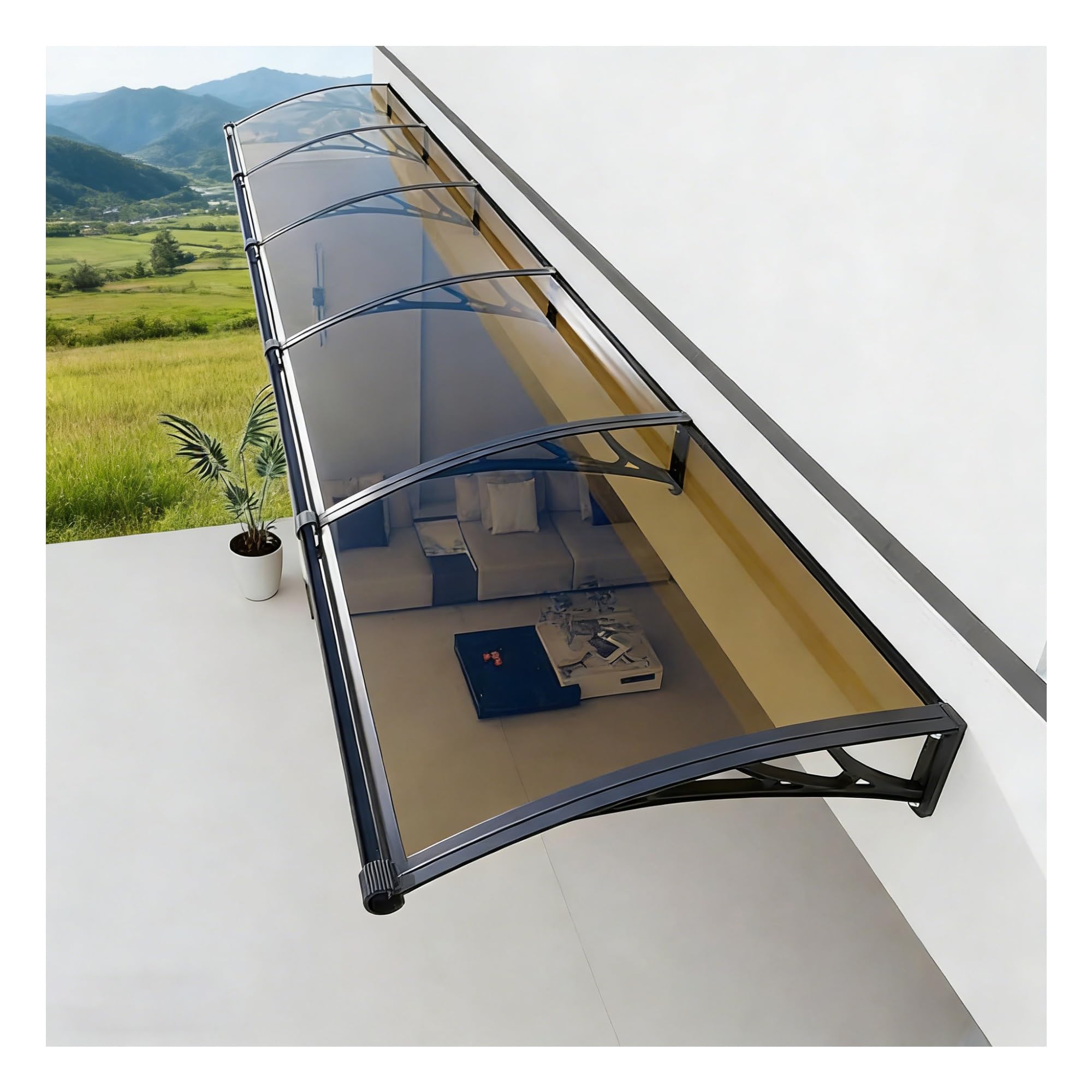 Auvent en aluminium transparent 100x400 cm pour porte d'entrée