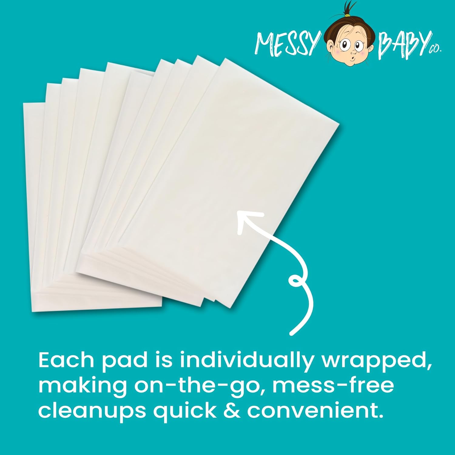 Messy Baby Co. Blowout Protection Kit for 3-Month-Olds – Snap-Front Baby Onesie & 20 Disposable Pads – Easy Cleanup for Diaper Blowouts On-The-Go