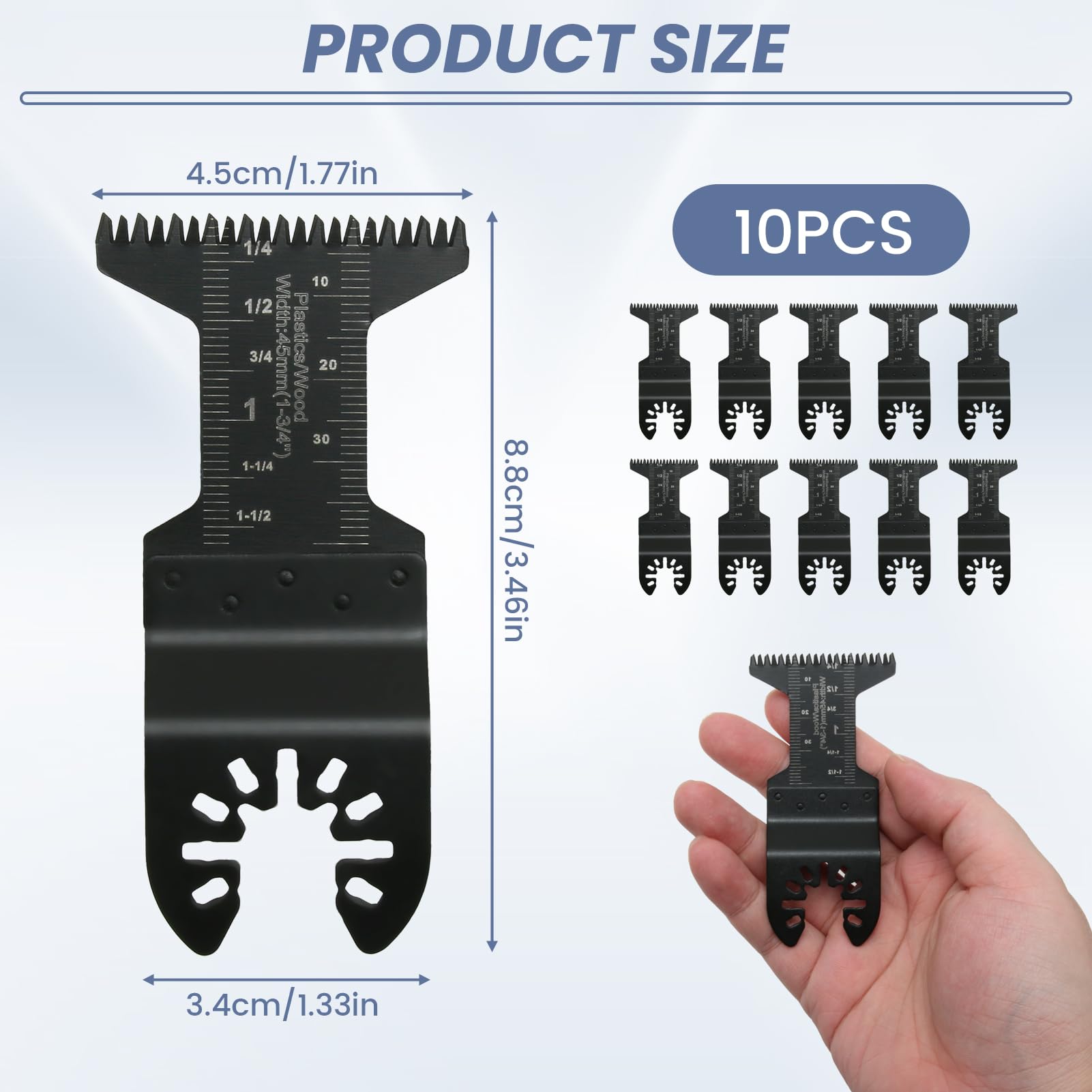 LANAFAY 10Pcs 45mm Wide Coarse Oscillating Multi Tool Blades, Double-Row Teeth Multitool Blade, Wood Cutter Saw Blades Set - Image 2