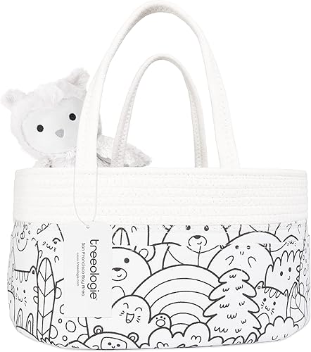 Cesta organizadora de pañales de lona con cuerda para bebé, para cambiador de bebé, bolsa de almacenamiento para el automóvil, para pañales, pañales