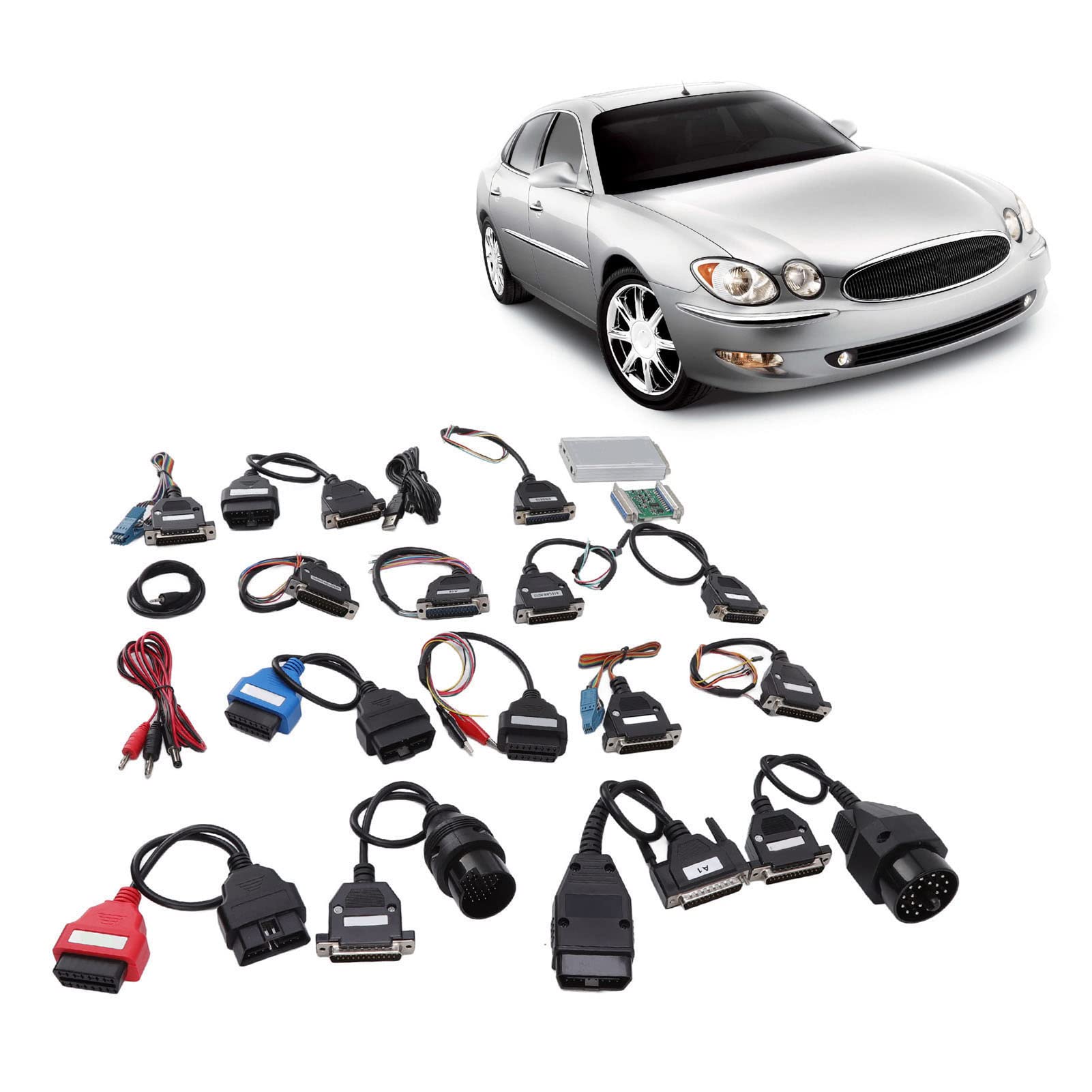 Herramienta de diagnóstico para Coche 20 Piezas, Compatible con Win XP/7/8/10, escáner Universal multifunción en Aluminio y ABS programación línea