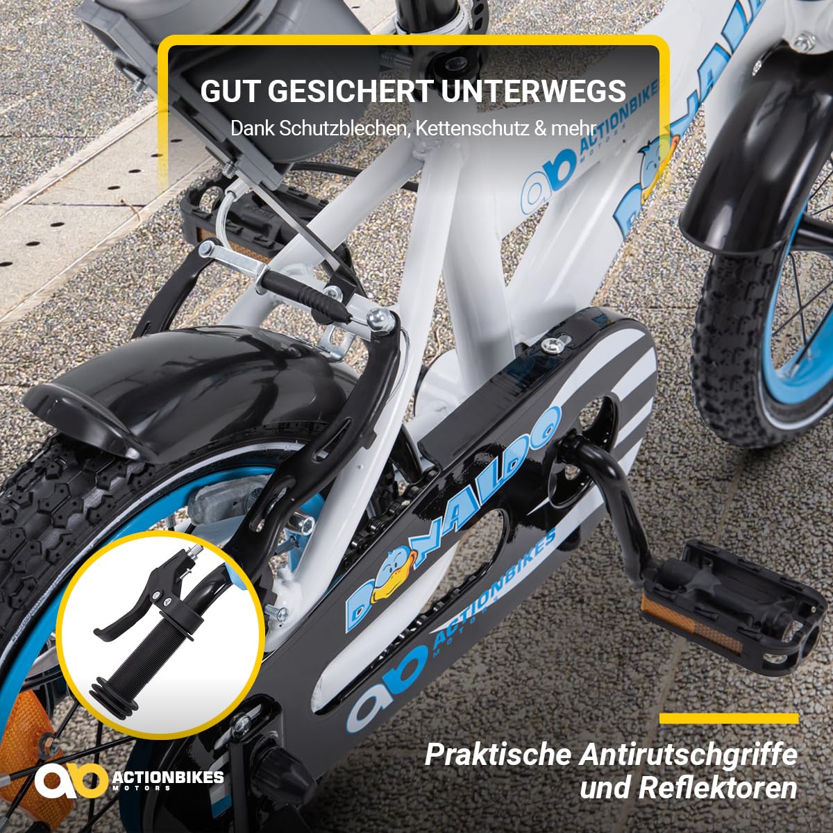 Actionbikes Kinderfahrrad | 12 16 20 Zoll - V-Brake Bremsen - Fahrrad für Kinder von 2-9 Jahren - Schutzblech v. / h - Kinder Fahrrad für Mädchen & Jungen - Fahrräder - Bicycle - Kinderrad - Bike