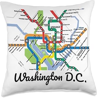 Metro Map of Washington DC Art Gift City Rail Transit Subway Throw Pillow