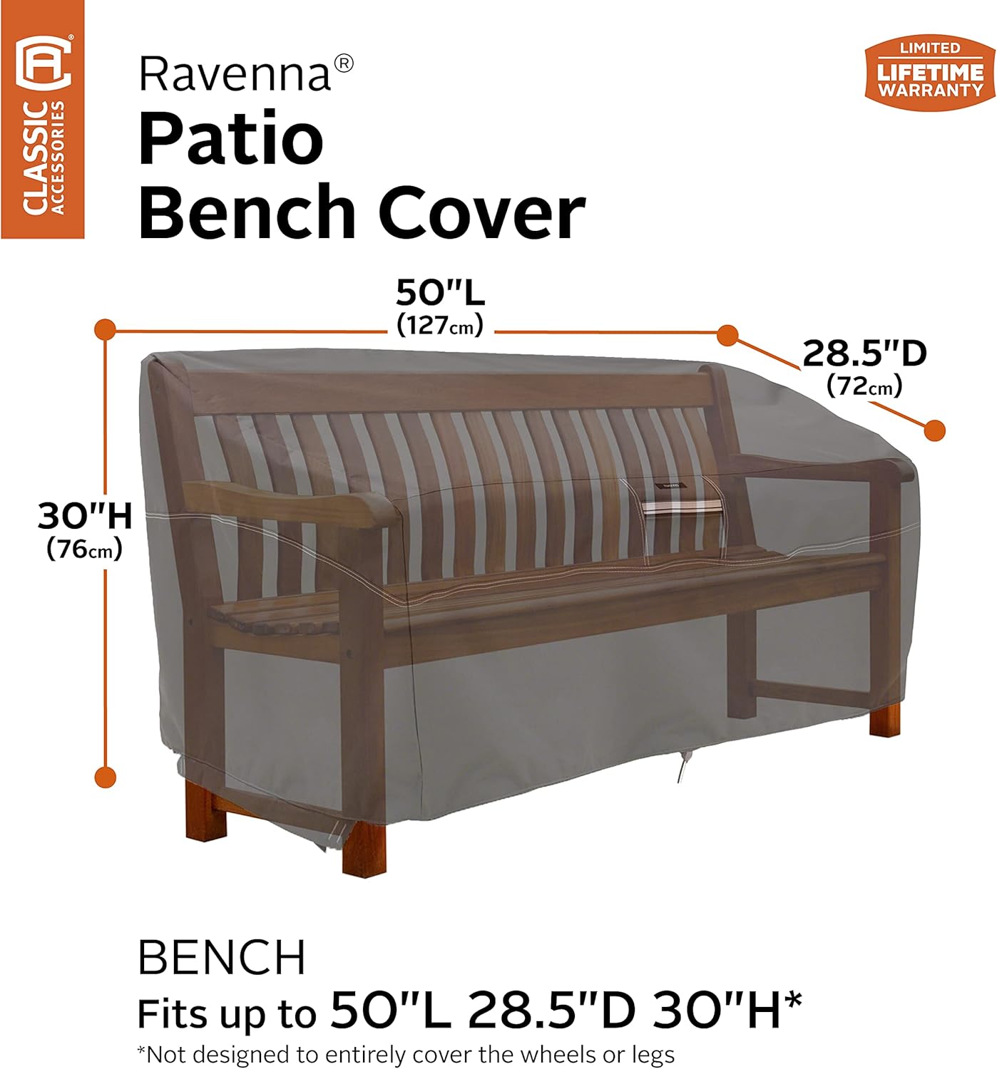 Classic Accessories Ravenna Water-Resistant 50 Inch Patio Bench Cover : Patio, Lawn & Garden