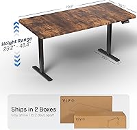 Vista 3 de VIVO DESK-KIT-1B7N-36 - Escritorio eléctrico de pie rústico de 71 x 36 pulgadas, ajuste de altura de memoria, serie 1B, marco negro con parte