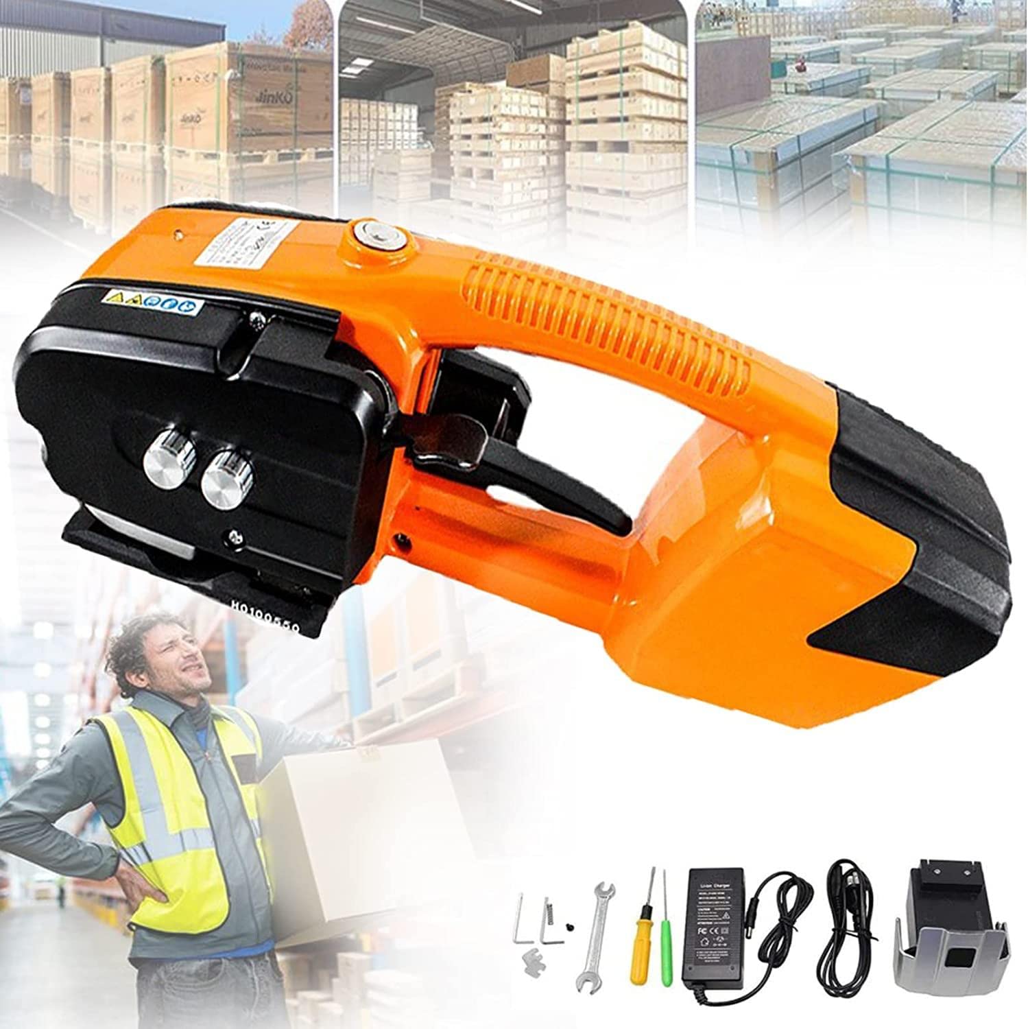 FAXIOAWA Reggiatrice Elettrica, Reggiatrice per Saldatura per Reggiatrice Automatica con Larghezza della Reggia da 13-16mm Alimentata a Batteria per PP/Pet