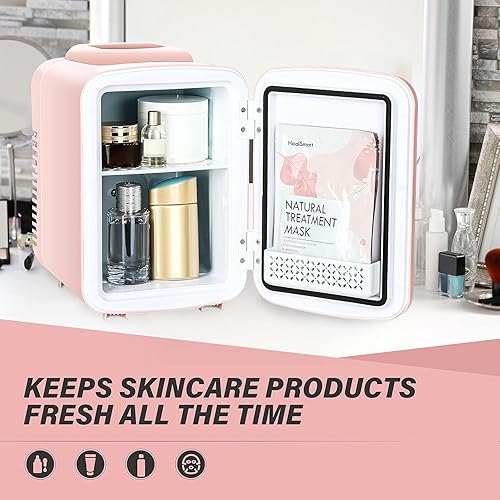 Miniatura 3 de YSSOA Mini refrigerador portátil de 4L para 6 latas, refrigeradores compactos para alimentos, bebidas, cuidado de la piel, escritorio de oficina,