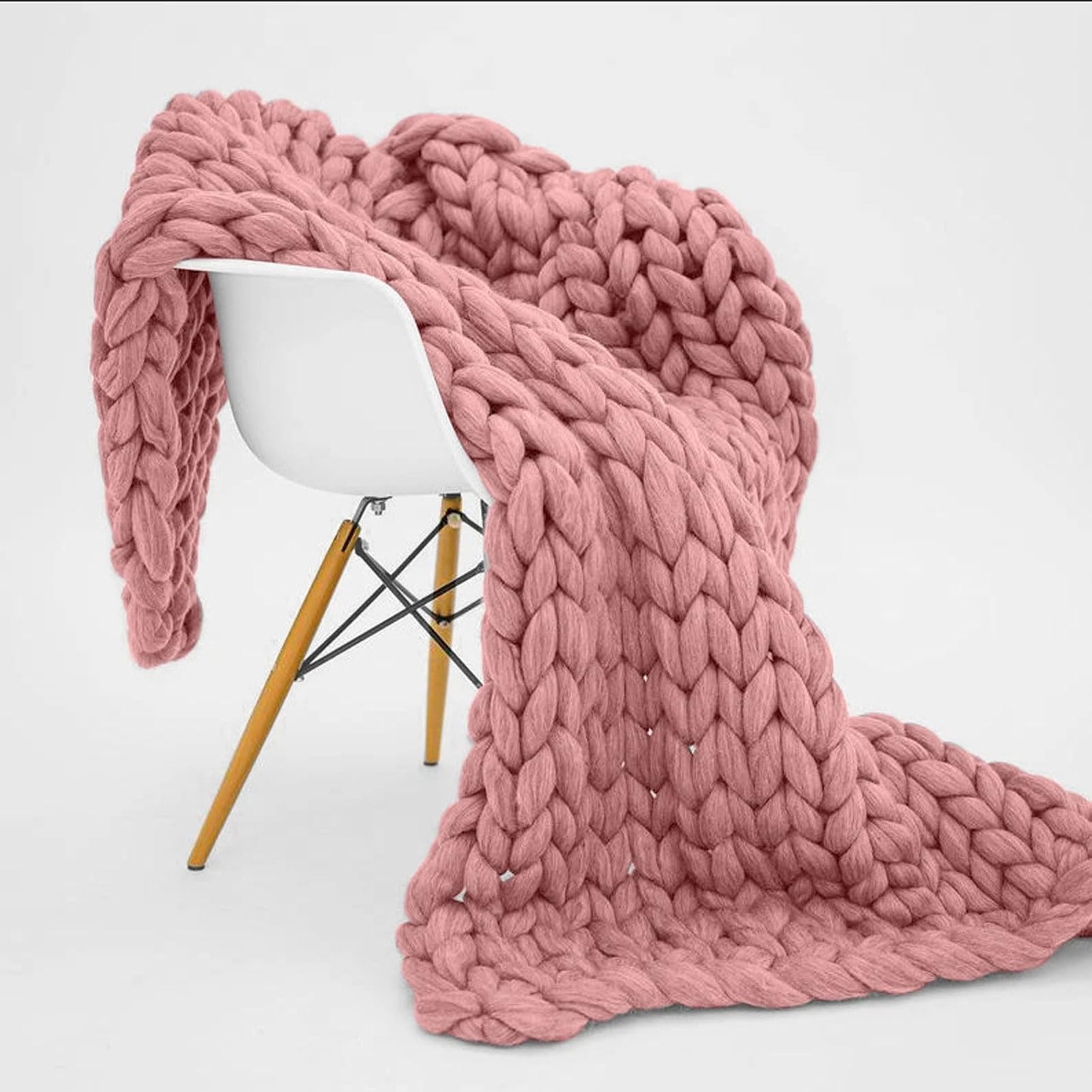 RUANLOV Chunky Knit Blanket, Soft Chenille Knitted Blanket, Crochet Blanket, Keep Warm, Perfect for Beds, Couches, Couches, Chairs and Snuggles (E 100x100cm)