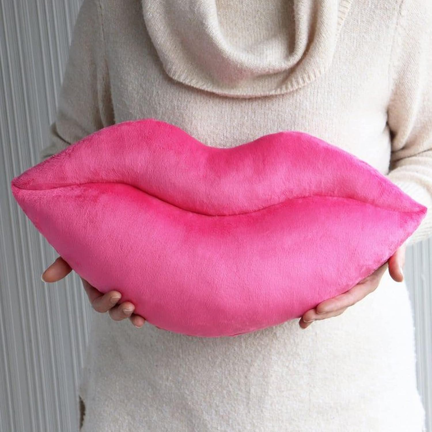 Lips Shaped Throw Pillow, Hot Pink, Soft Plush, Novelty Cushion for Home Decor Decorative Throw Pillow for Bed, Sofa Car & Office | Washable | Valentine Gift (Pink)-image-41