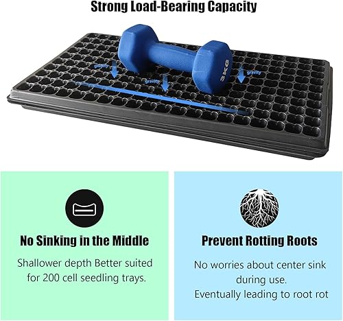 Miniatura 5 de Shallow 1020 - Bandejas planas especializadas para sostener y transportar bandejas de plántulas de enchufe de 200 celdas (altura es de 1.3