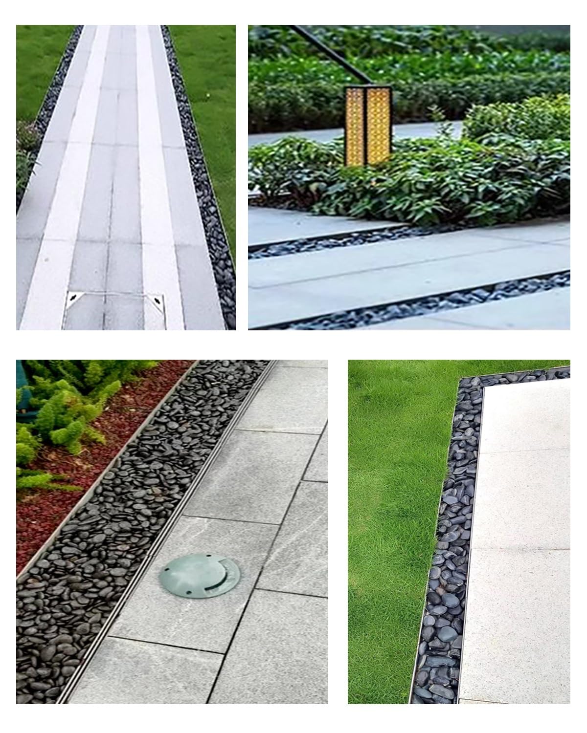 Rejilla de Drenaje de Acero Inoxidable antiobstrucción con Ranura para guijarros - Canaleta de Drenaje para jardín, Patio, terraza y Paisaje, 20 cm x 5 cm, solución de Drenaje Decorativa