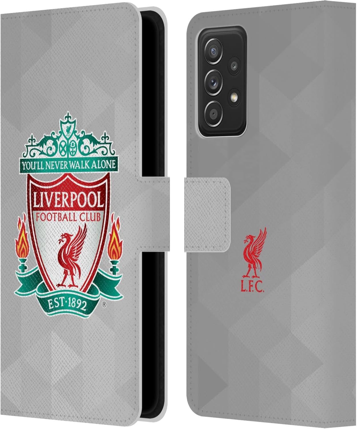 Head Case Designs Officially Licensed Liverpool Football Club White 2 Crest 1 Leather Wallet Case Compatible with Galaxy A52 / A52s / 5G (2021)