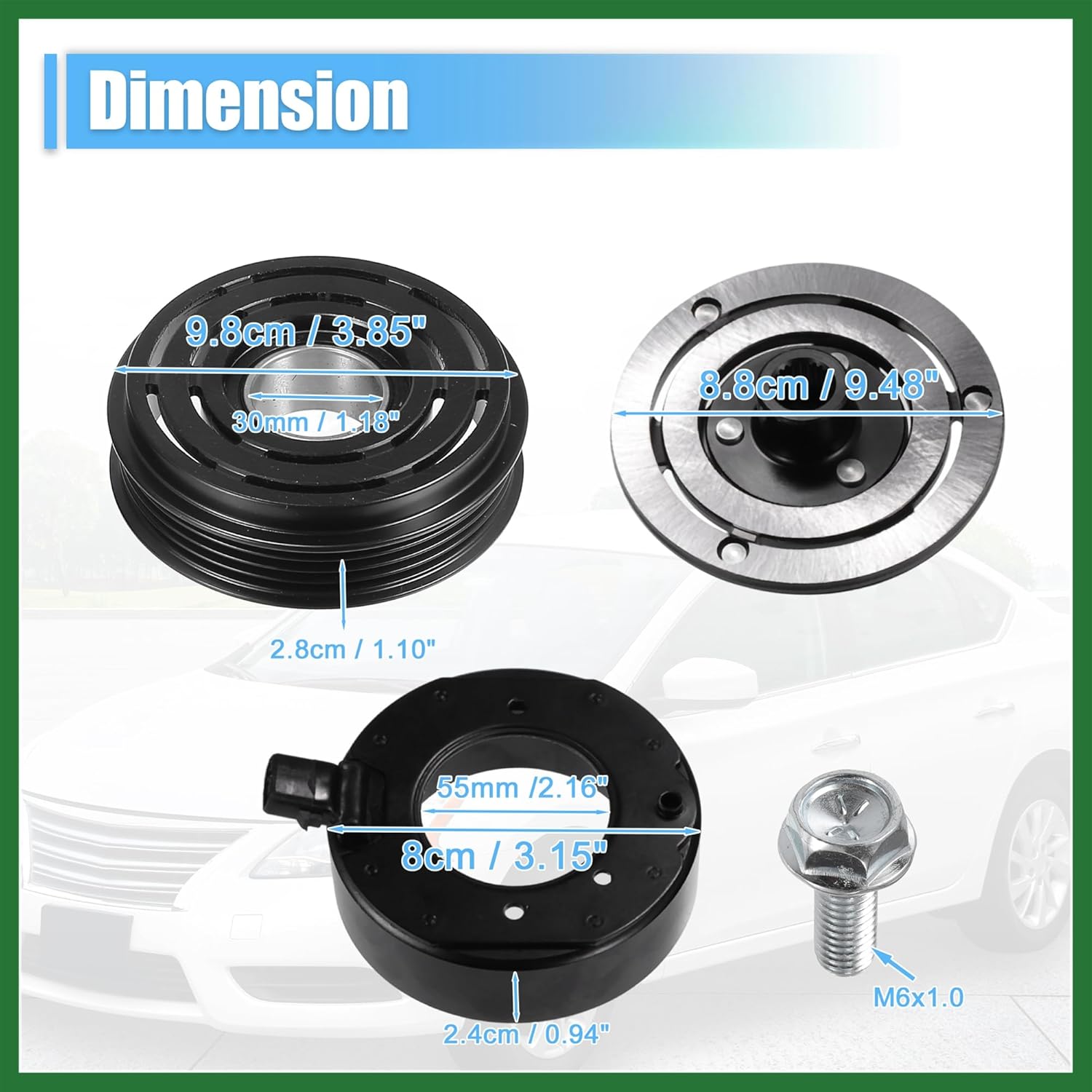 Motoforti 1 Set AC Compressor Clutch Kit Replace for SUBARU OUTBACK 2005-2009 6 CYL 3.0L Long-lasting