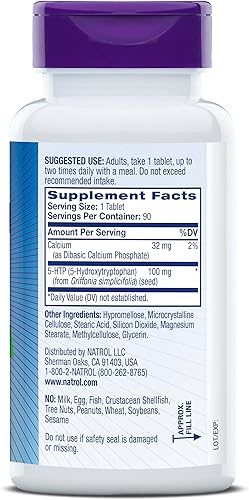 Miniatura 9 de Natrol 5-HTP 100 mg, suplemento dietético ayuda a apoyar un estado de ánimo equilibrado, el estado de ánimo y el estrés, 90 tabletas de liberación