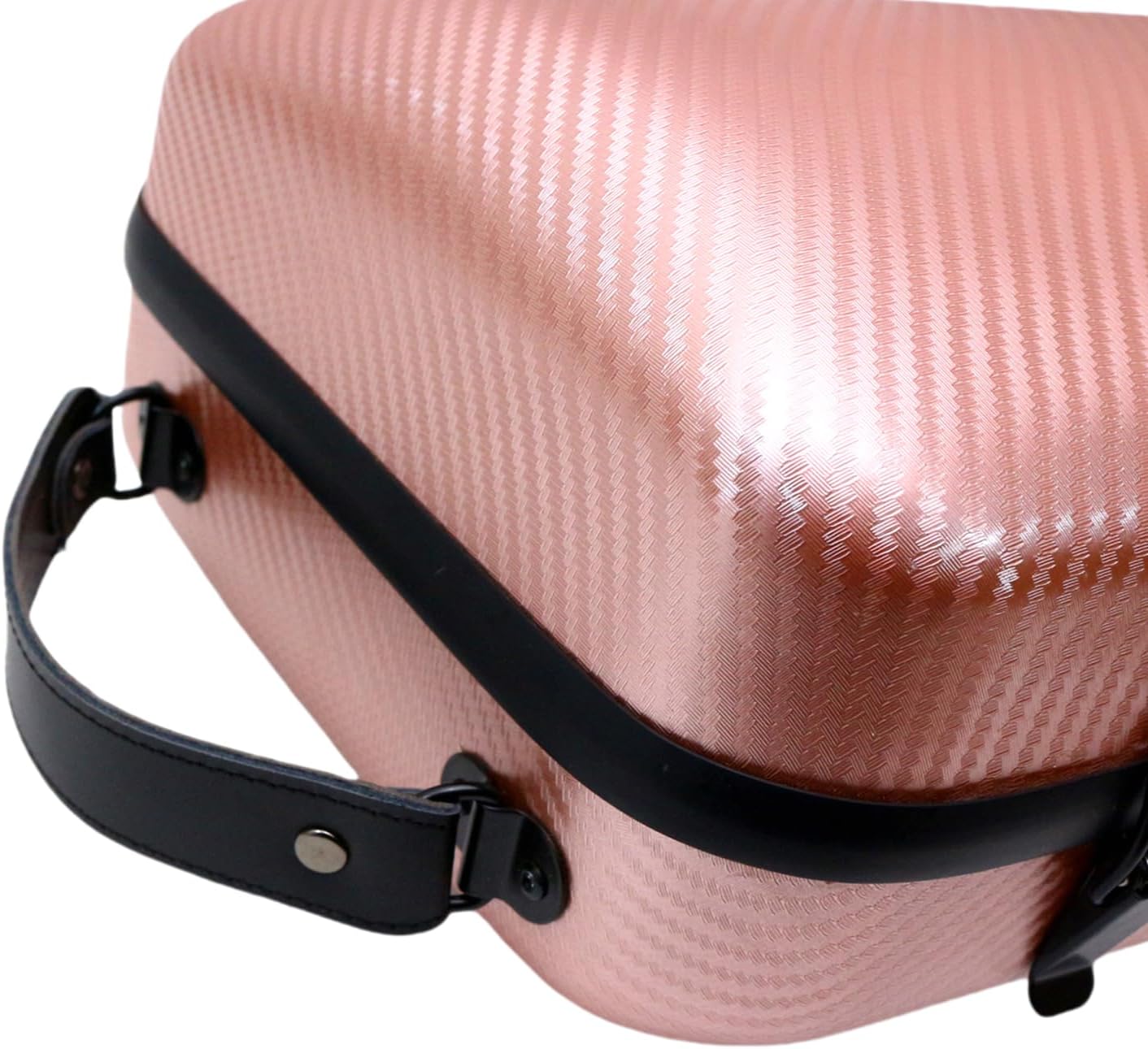 Vetimobato Braided Carbon Fiber Violin Case for 3/4 & 4/4 Full-Size Violins Rectangle Lightweight Hard Shell Case with Music Bag,4 Bow Holders Durable Protection for Travel & Storage (Rose gold)