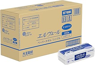 Elleair Paper Towel, Eco Smart Single, Oval Size, 200 Sheets x 42 Bags