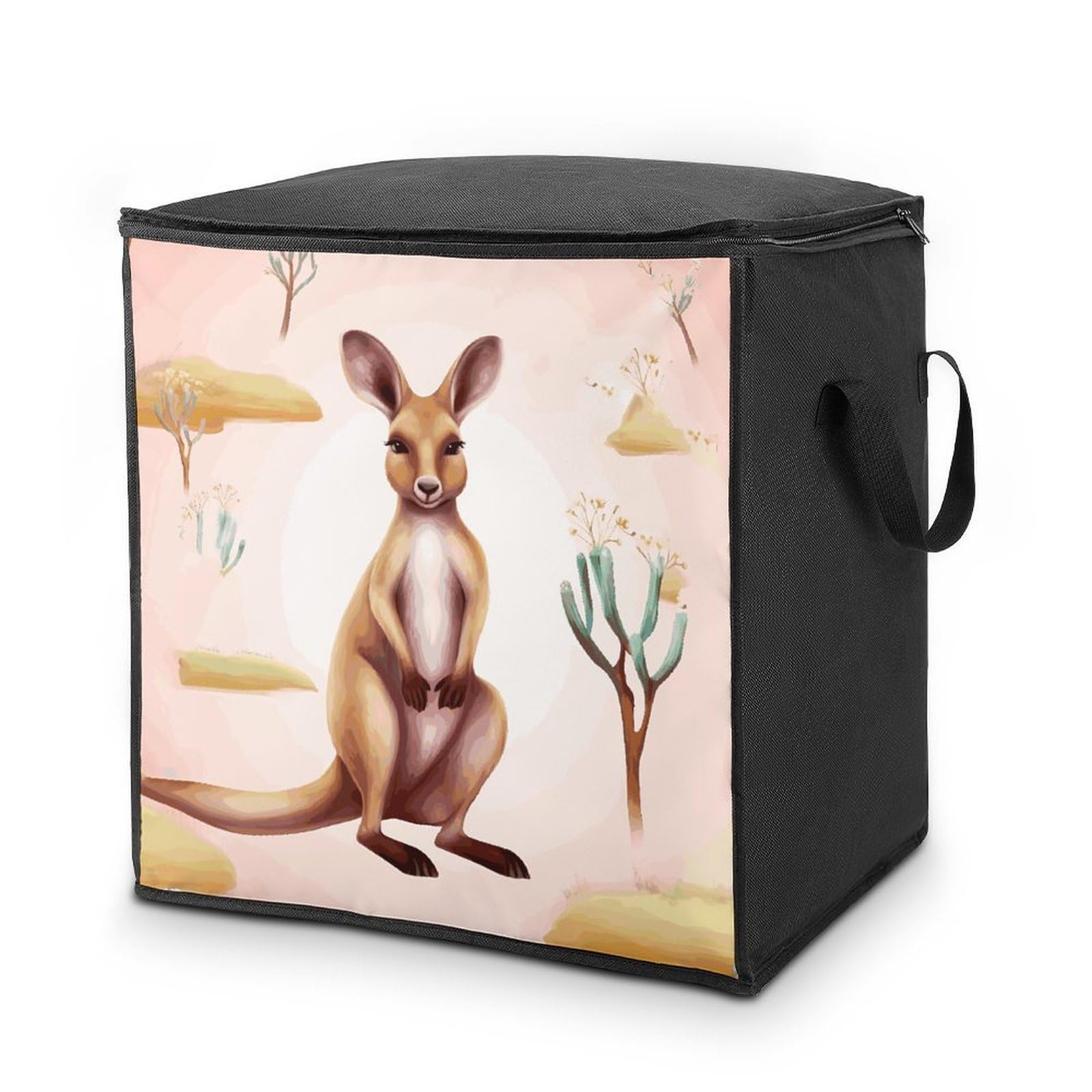 Fekiloot Style Funny Cartoon Kangaroo Zoo Storage Bags With Reinforced Handles,Moving Bag With Zipper,Closet Organizers,Compression Packing Cubes
