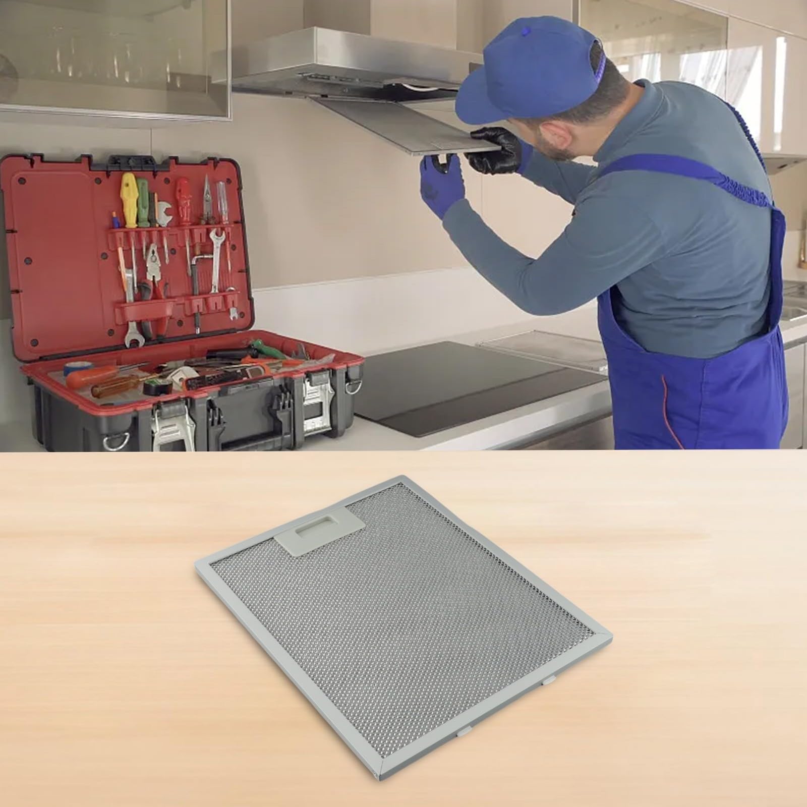 Filtros de aluminio para campana extractora de malla de metal, filtro de ventilación de 310 x 250 x 9 mm, filtración de grasa de 5 capas para campanas extractoras, fácil instalación