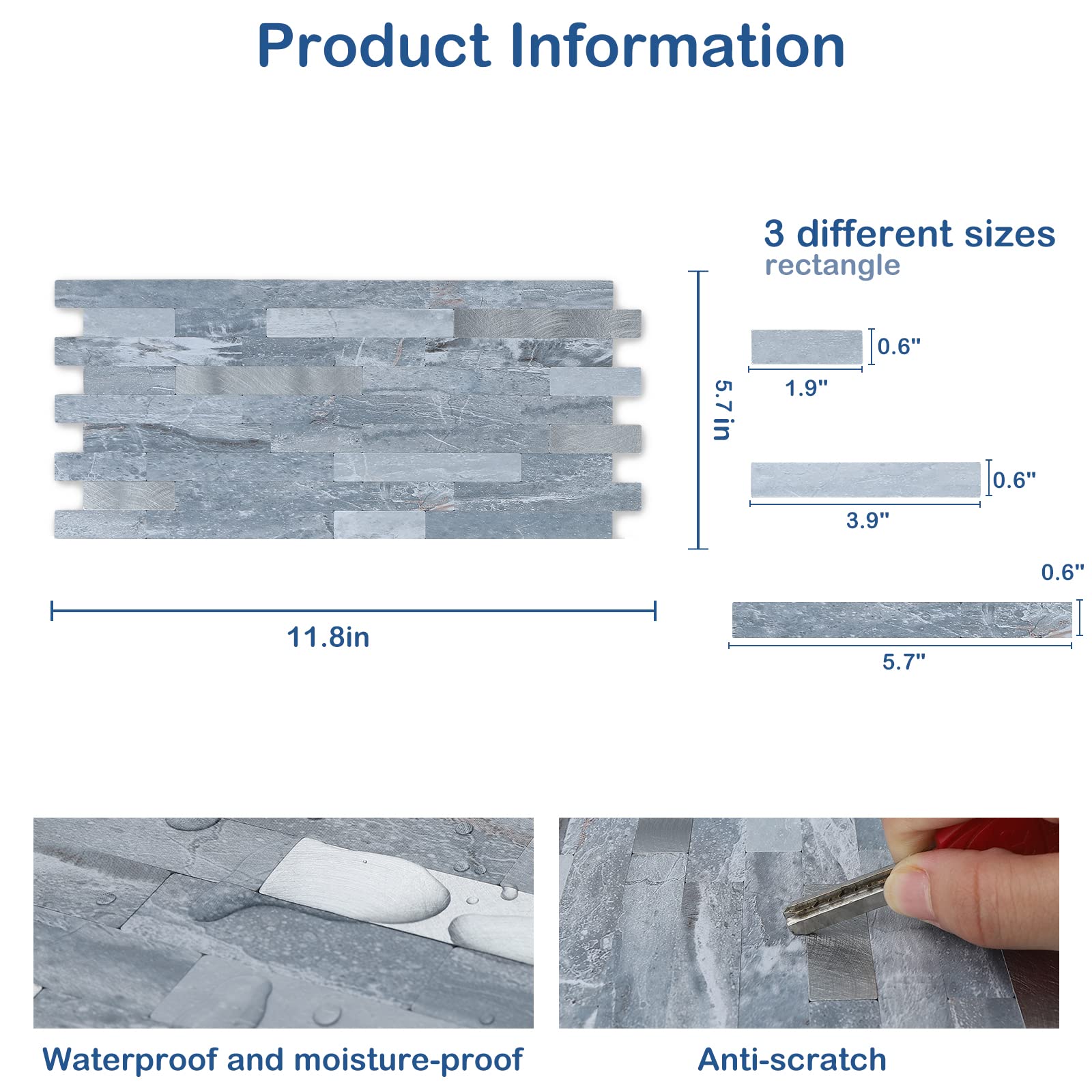 DICOFUN 10-Sheet Peel and Stick Backsplash Wall Tile, PVC Kitchen Backsplash Peel and Stick in