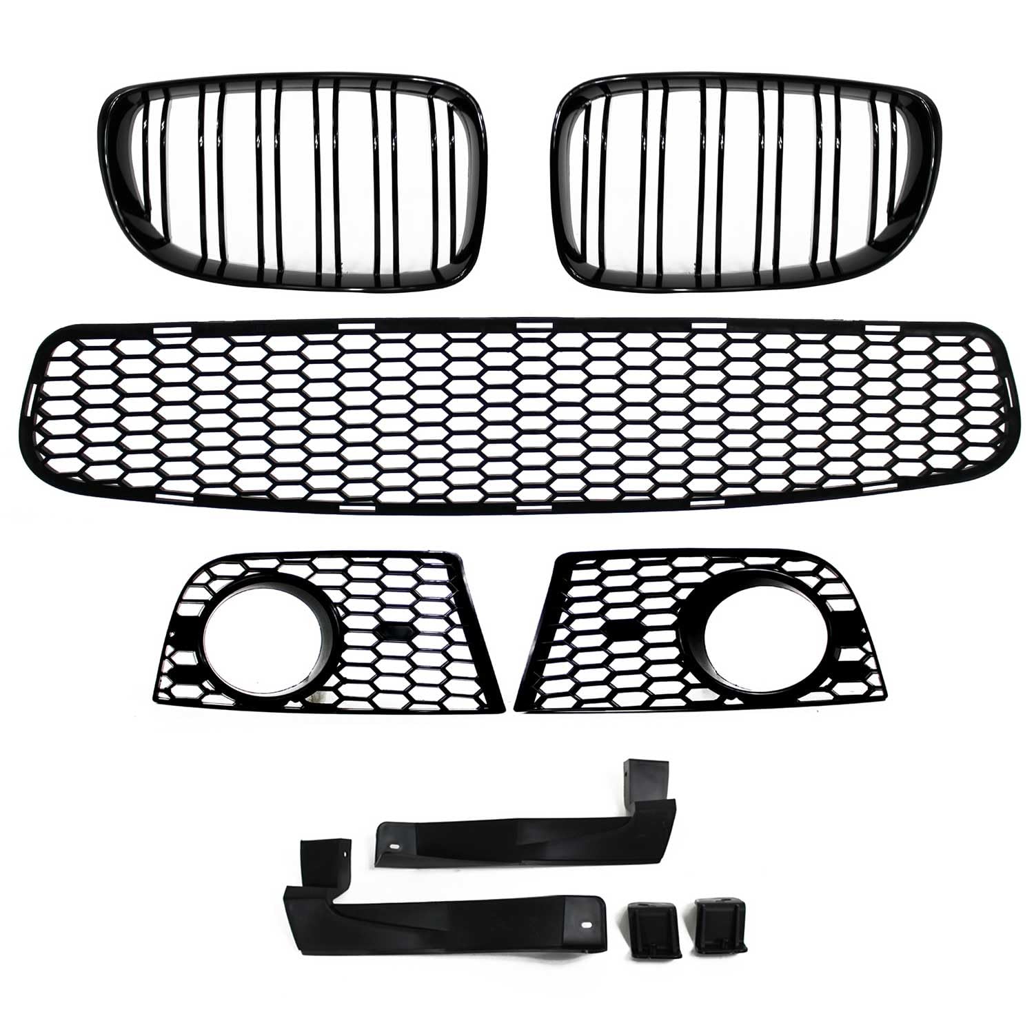 JOM Frontstoßstange BMW E81 E82 E87 E88 2004-2013 Doppelrippen Grill Nero