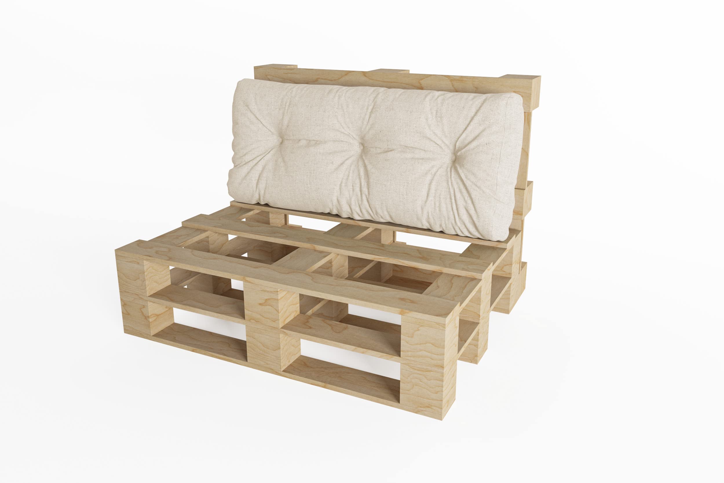 chilly pilley Palettenauflage Schaumflocken Palettenkissen Palettenpolster Palettenmöbel Palettensofa Rückenlehne Gesteppt Sitzkissen Abnehmbar Seitenkissen Set (Rückenkissen 120x40x15, Creme)