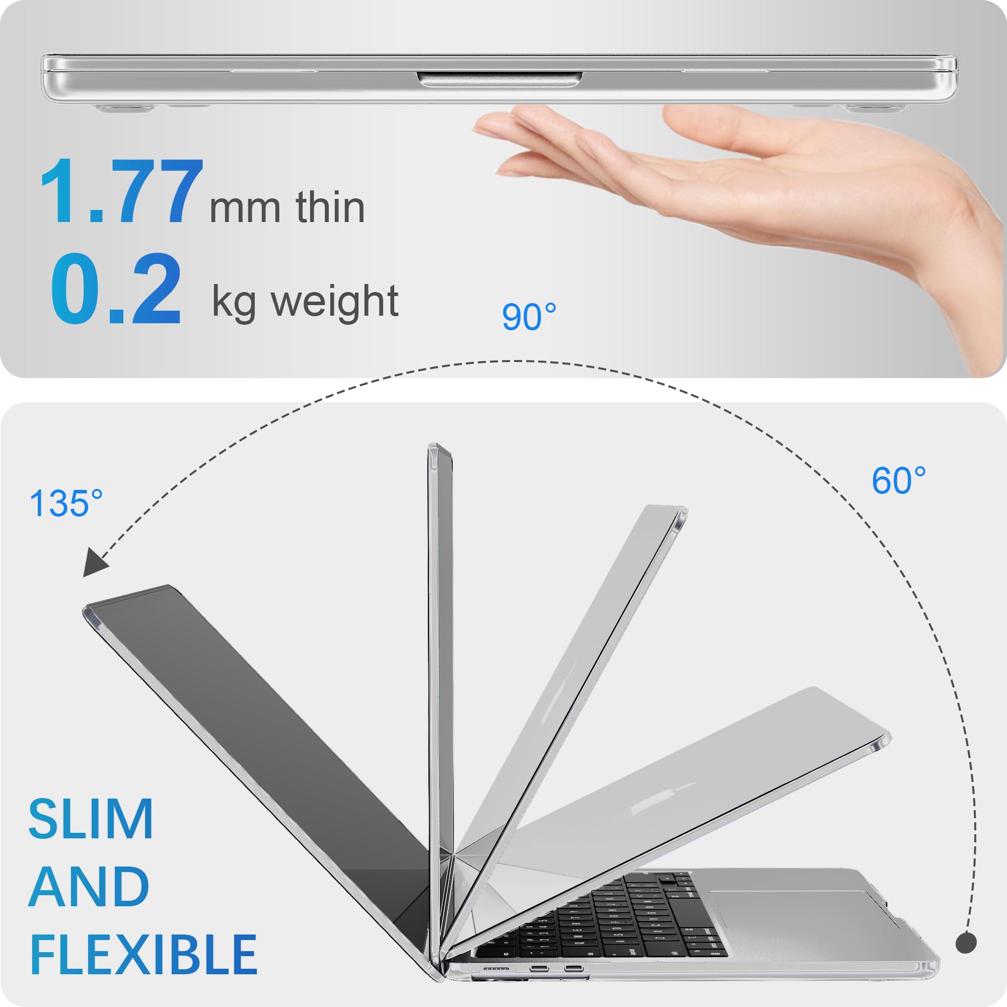 Coque Compatible MacBook Air 13 Pouces M1 2020 2019 2018 A2337 A2179 A1932, Housse Rigide en Plastique 13,3" Cristal Clair