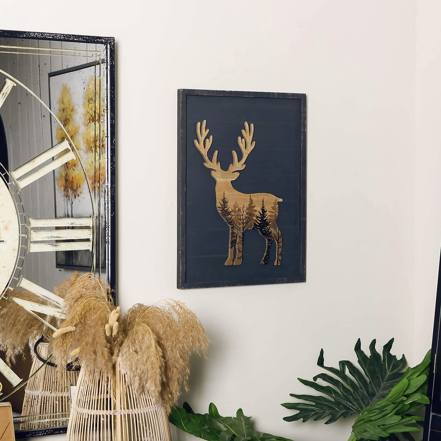 Cabin Wall Decor WAIU Rustic Wooden Wall Decor Set Of 3 - Deer, Elk ...