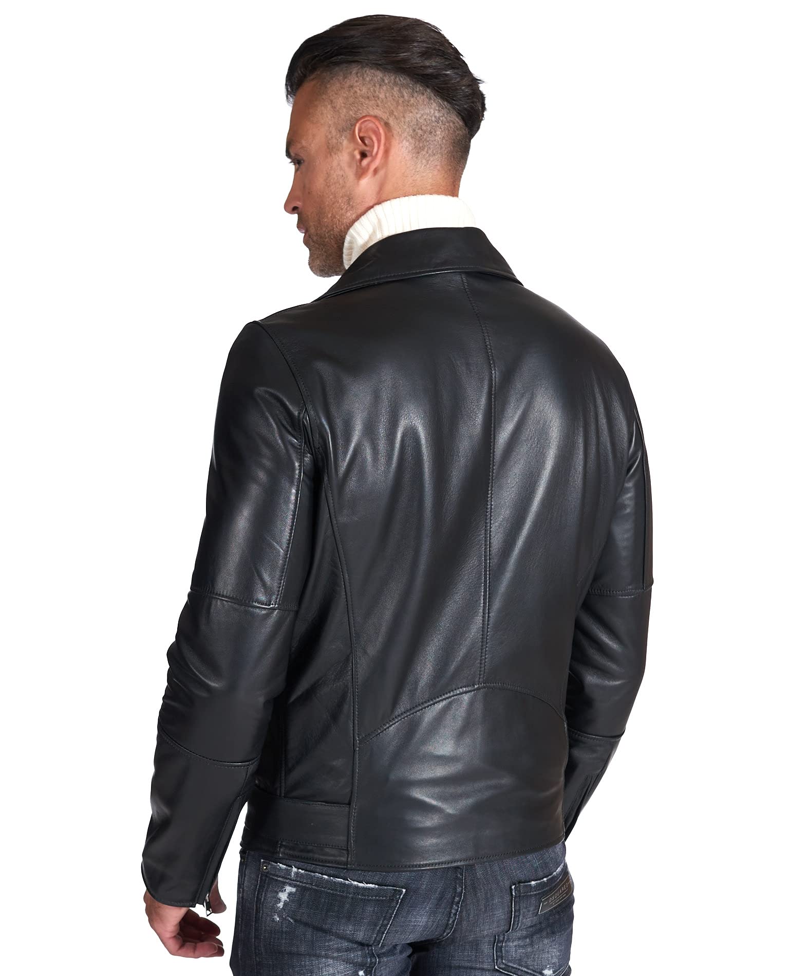 D'Arienzo Chiodo Pelle Nera Uomo Biker Motociclista Vera Pelle Made in Italy Chiodo