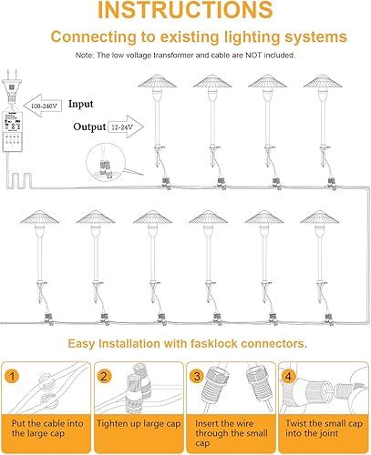 Miniatura 8 de ZUCKEO Luces LED de camino de iluminación de paisaje de bajo voltaje, luces de camino de paisaje de 5 W, 3000 K, blanco cálido, 12-24 V, luz de