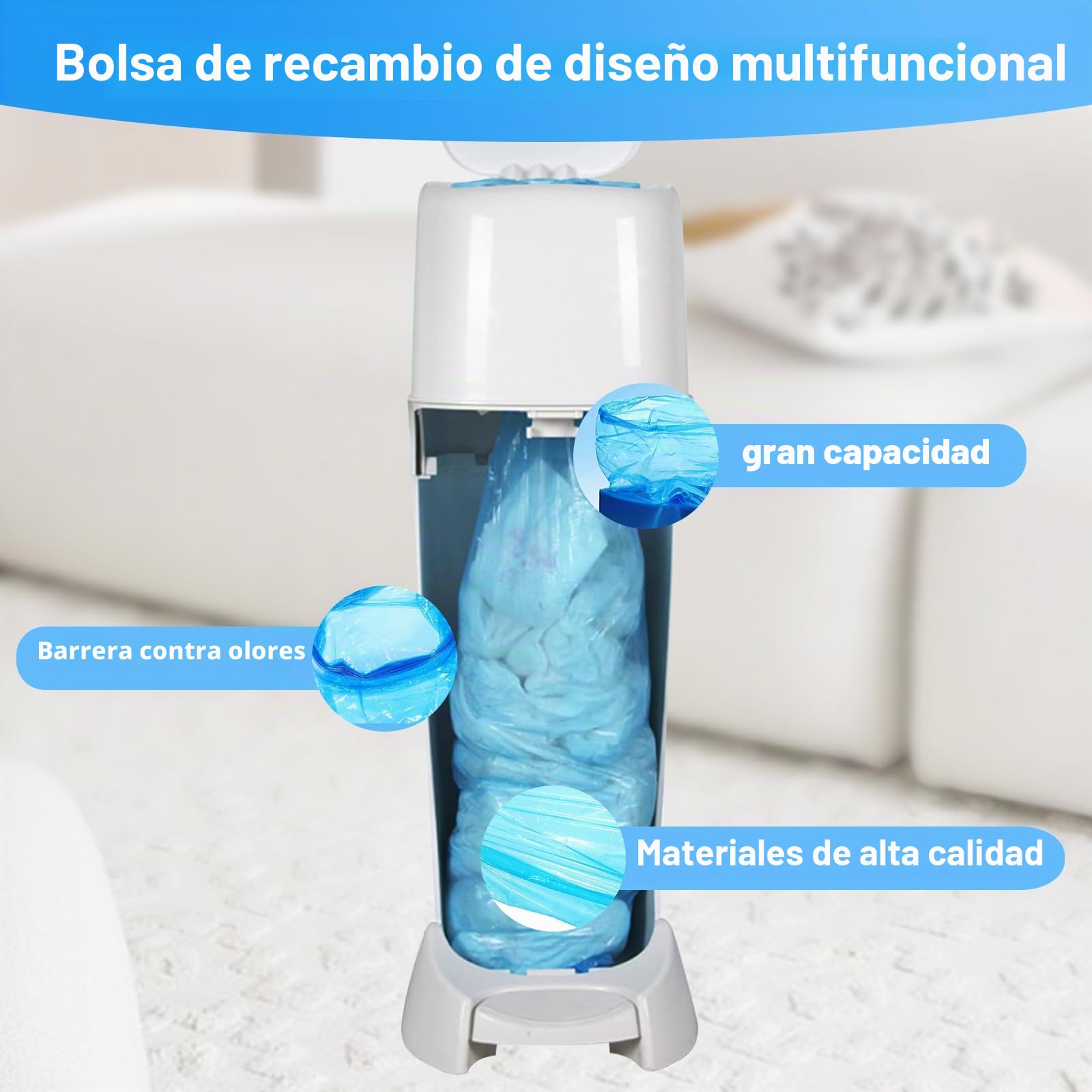 10 Recambios Contenedor de Pañales, Bolsa de Relleno para Papelera Pañales Bebe Compatible con Angelcare et Tommee Tippee et Litter Locker II Recambios