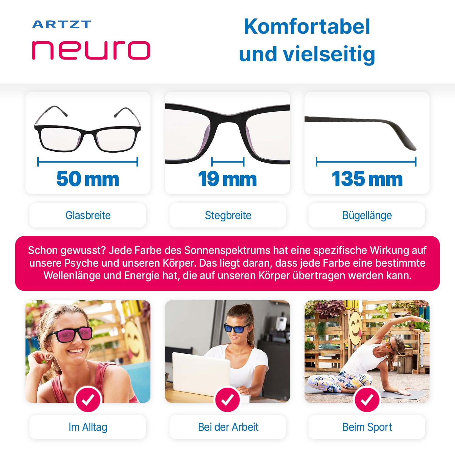 Farbbrillen Set | Farbtherapiebrille mit 6 komfortable Farbbrille für Farbtherapie | Neuroathletik Lichttherapiebrille 100% UV-Schutz Mehrfarbig, OneSize