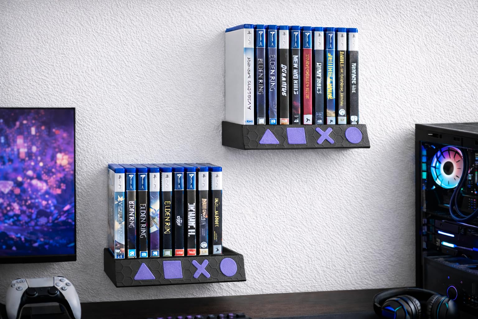 Uniwersalny stojak na płyty CD PS5/PS4 na biurko i ścianę do gier na PlayStation, wielofunkcyjny organizer na płyty z grami, łatwy montaż, oszczędność miejsca, stylowy design, uchwyt na dyski