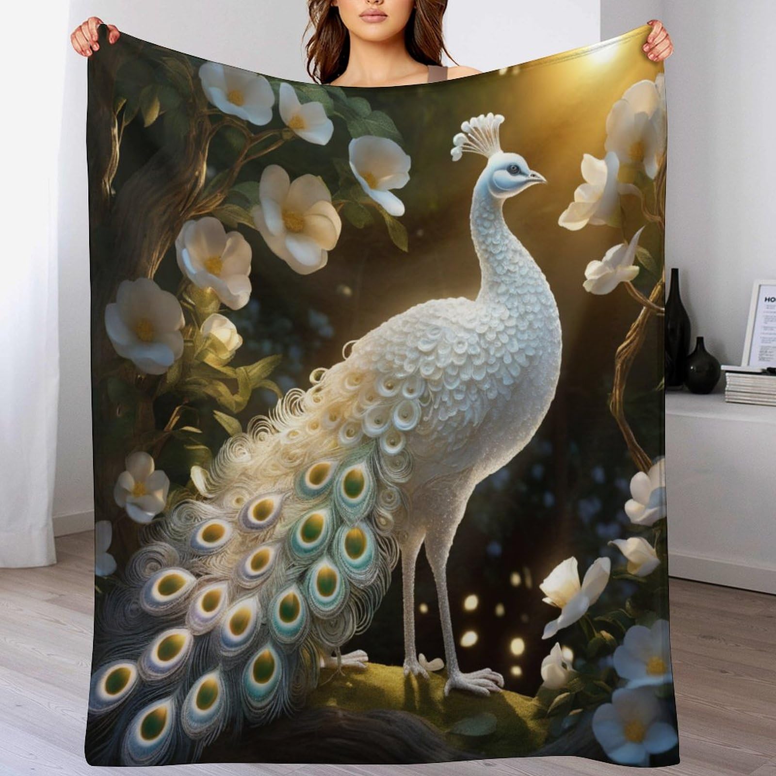Couverture polaire paon plaid moelleux 180x200cm pour vos soirees cocooning sur le canape