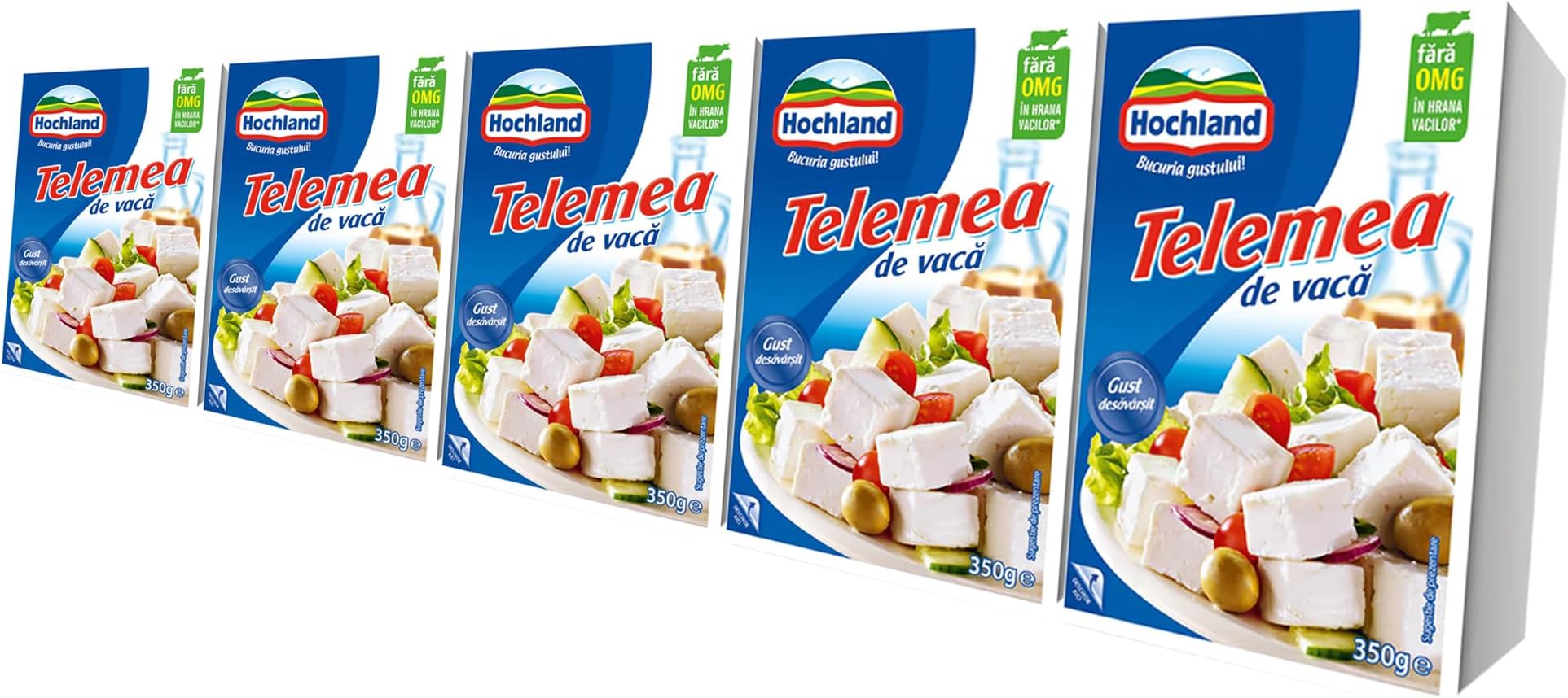 Hochland Telemea De Vaca 350g | Cow Milk Cheese | with Creamy Texture and Tangy Aftertaste | German Cheese (Telemea De Vaca 350g, 5 Oack)