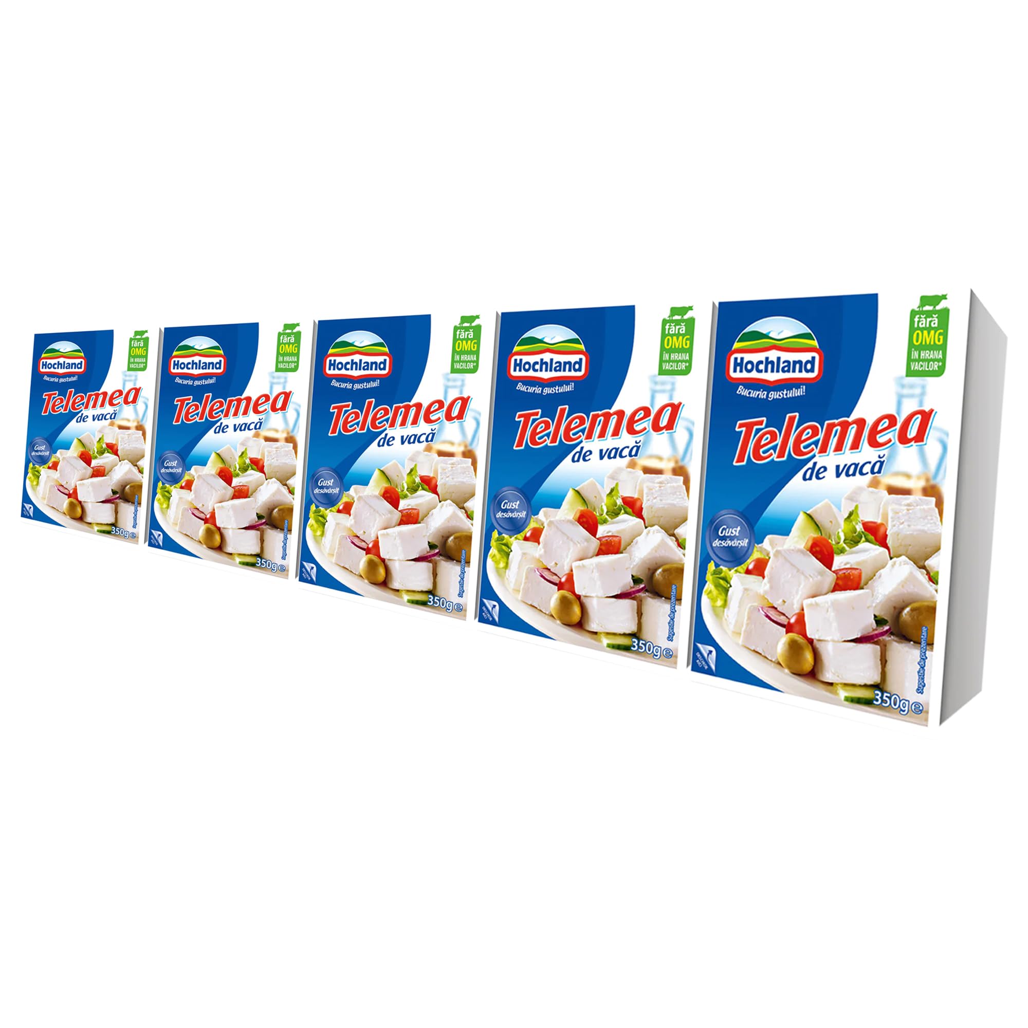 Hochland Telemea De Vaca 350g | Cow Milk Cheese | with Creamy Texture and Tangy Aftertaste | German Cheese (Telemea De Vaca 350g, 5 Oack)