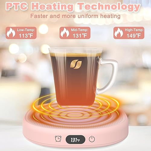 Miniatura 3 de Calentador de taza de café para escritorio, calentador de tazas de apagado automático, calentador eléctrico inteligente de bebidas con 3 ajustes de