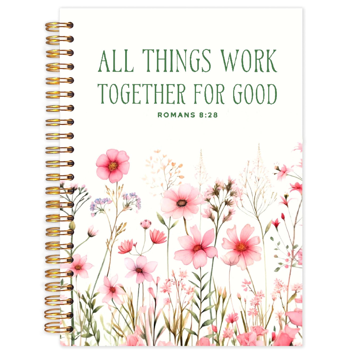 Yhtrg Floral Christian Spiral Notebooks, Romans 8:28 Bible Journaling Notebook, Bible Scripture Journals for Writing, Religious Notebook for Note Taking, Christian Gifts for Women, 5.5x8.3 Inch — image 1