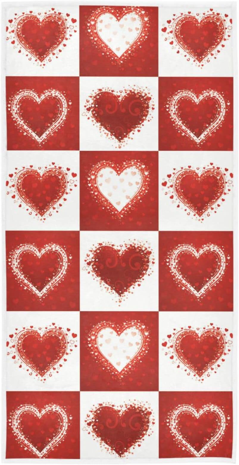 Vdsrup Love Hearts Valentines Day Hand Towels Christmas Mothers Day Bathroom Theme Towel Soft Bath Guest Face Towel Absorbent Kitchen Tea Dish Towels Washcloths 16 X 30 in