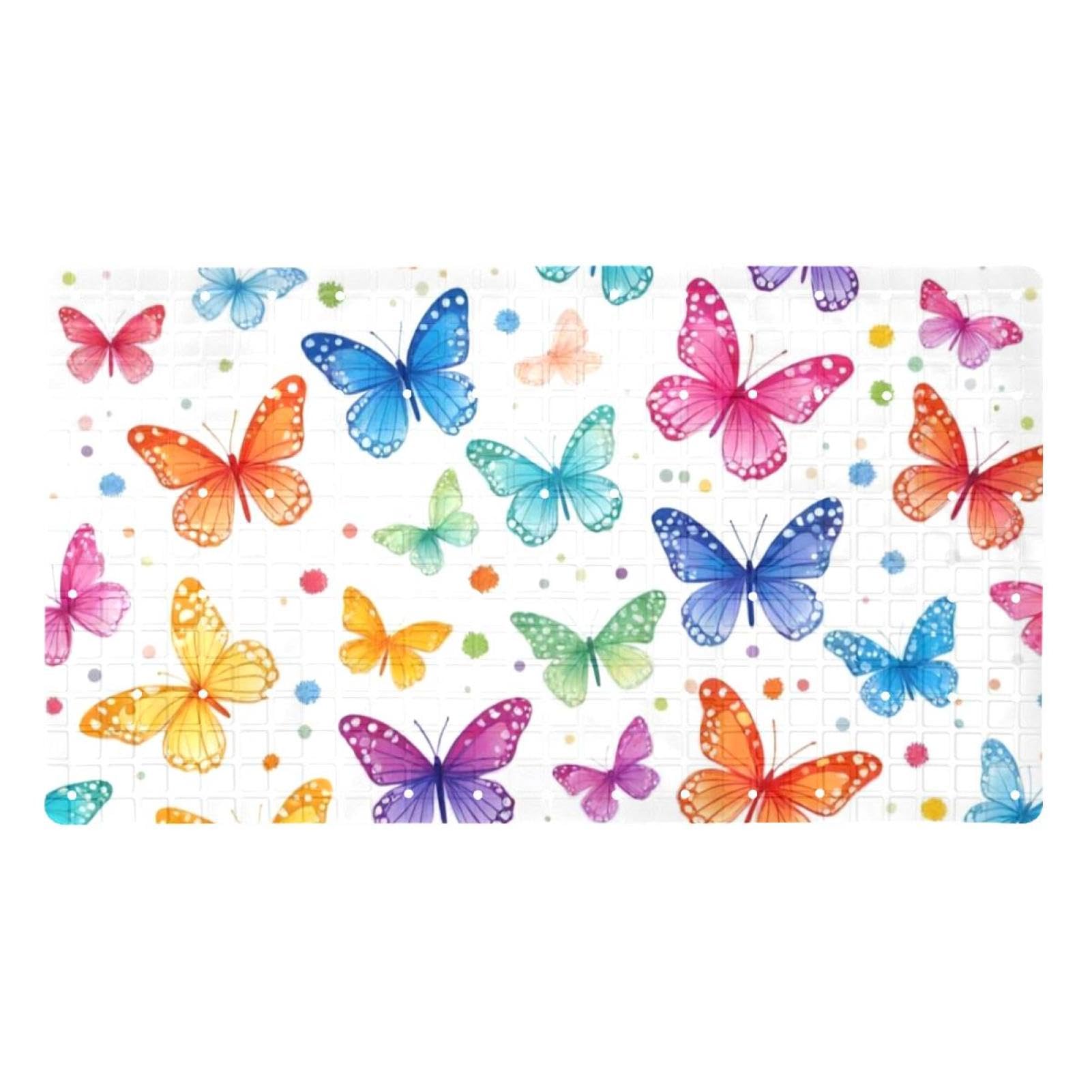 Tapis de sol antidérapant salle de bain aquarelle papillon pour sortie de douche