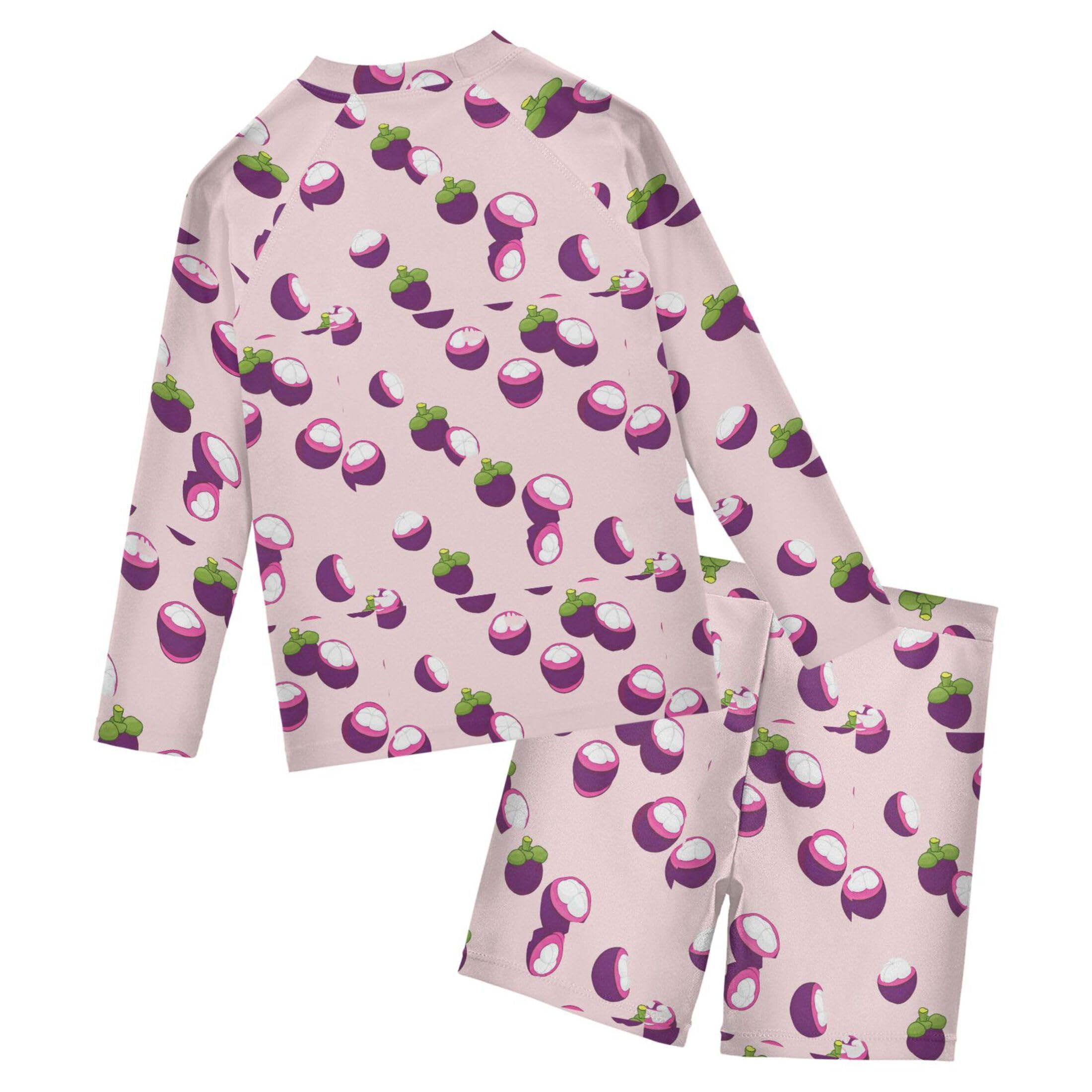 Purple Mangosteen Fruit Toddler and Baby Boys' 2-Piece Swimsuit Trunk, Long Sleeve Rashguard Bathing Suit B0405137