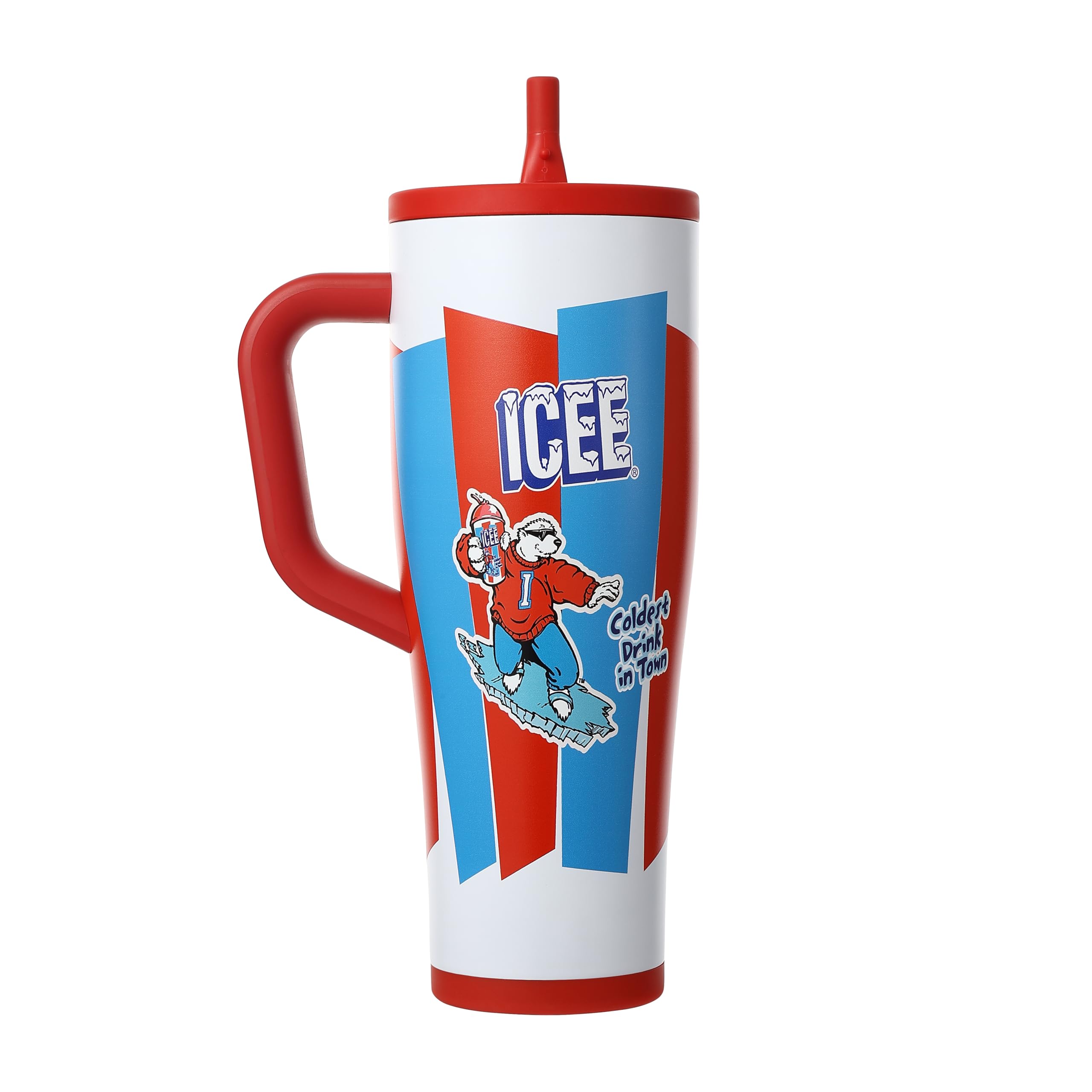Ice Shaker 40 oz Tumbler with Handle and Straw | 40oz ICEE | Cold for 30+ Hours | 2-in-1 Tumbler Shaker Bottle | Odor-Free 40 ounce Bottle for Water, Protein Shakes, Smoothies, Cocktails