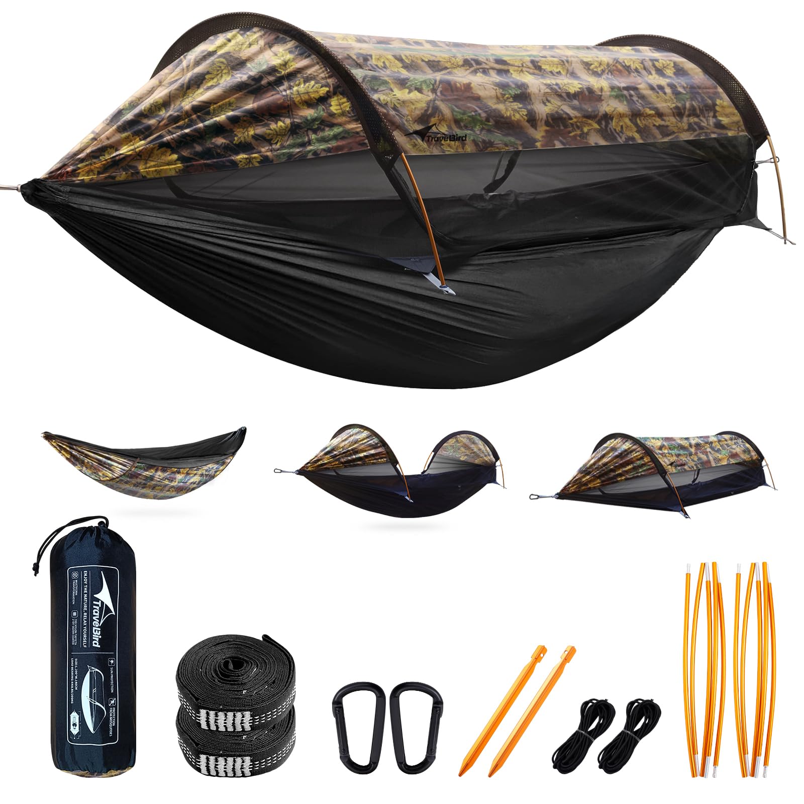 3-in-1 Camping Hammock Tent with Mosquito Net &amp; UV Sunshade