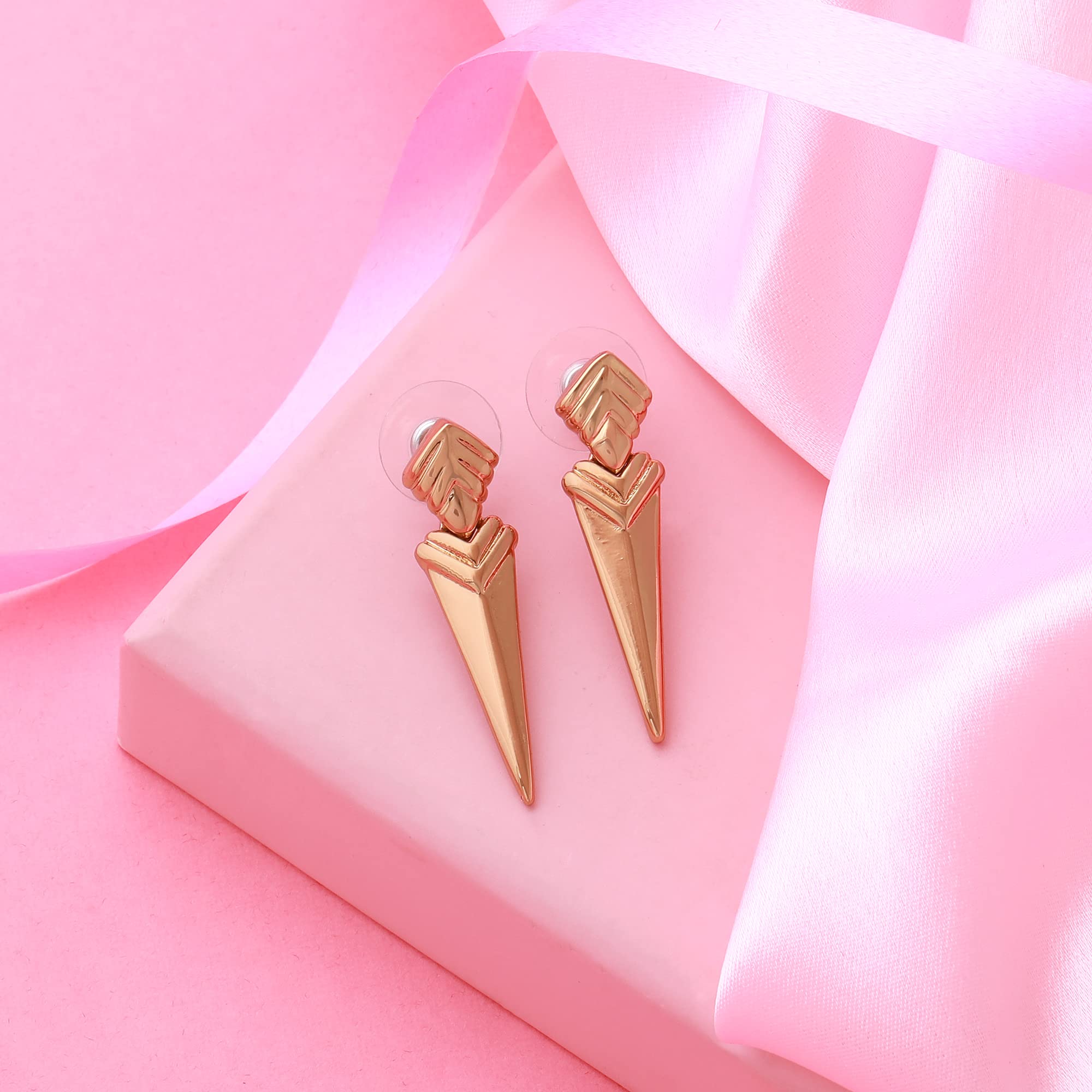 Geometric Gold Arrow Drop Earrings