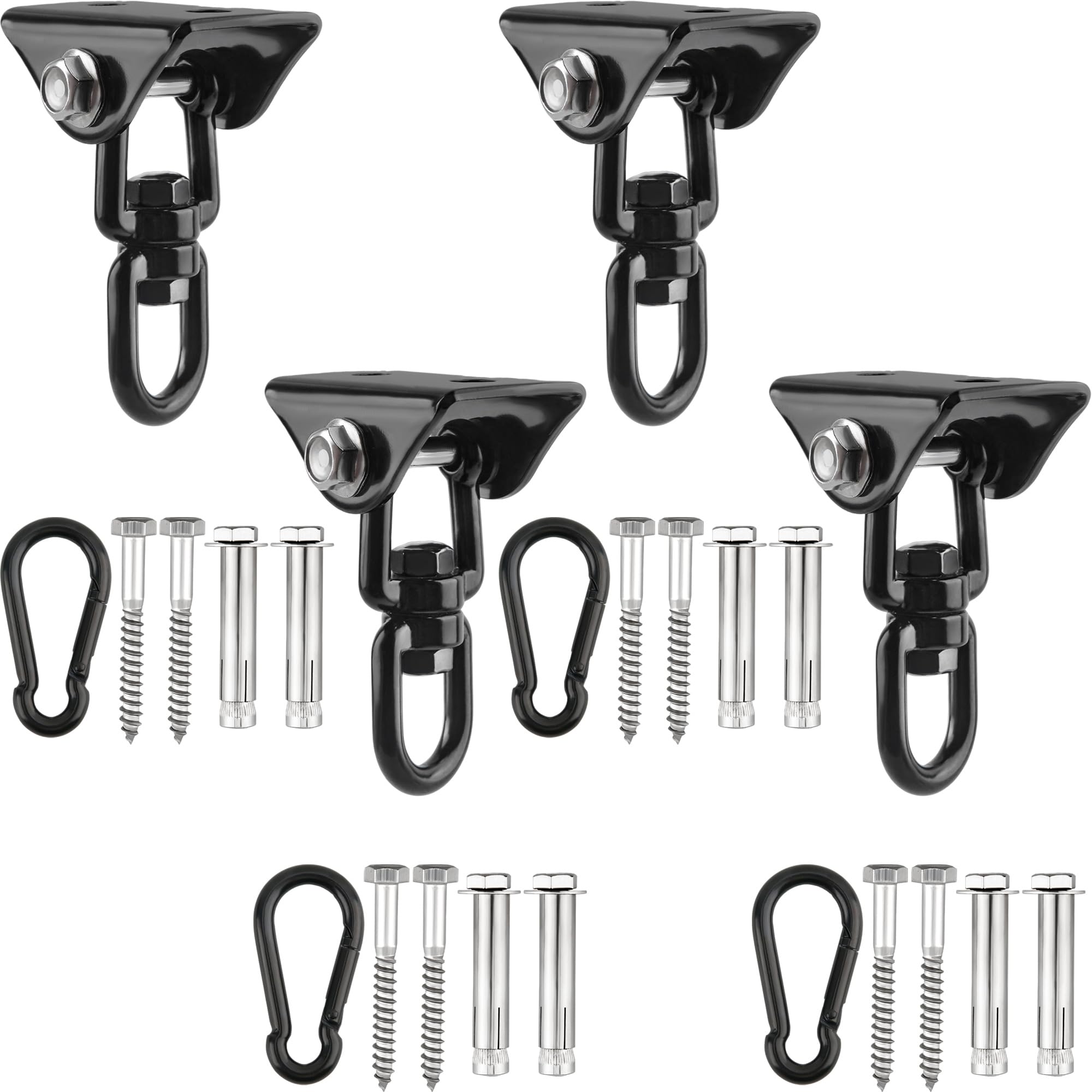 Restroma 4 Pack Heavy Duty Swing Hangers 360 Swivel Stainless Steel Hammock Hook Hardware Kit for Playground, Punching Porch Bag (Color Set 2)