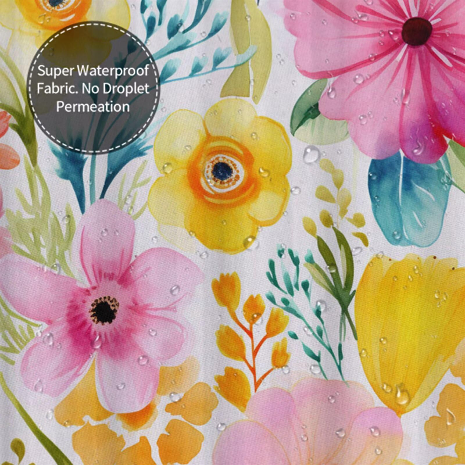 Duschvorhang 200x240 cm Anti Schimmel - Rosa Design - Wasserdicht & Waschbar Schnelltrocknender Polyester Stoff - Inkl. 12 Ringe und Gewicht Shower Curtain für Badezimmer Dusche Badewanne, Gelb J8-169