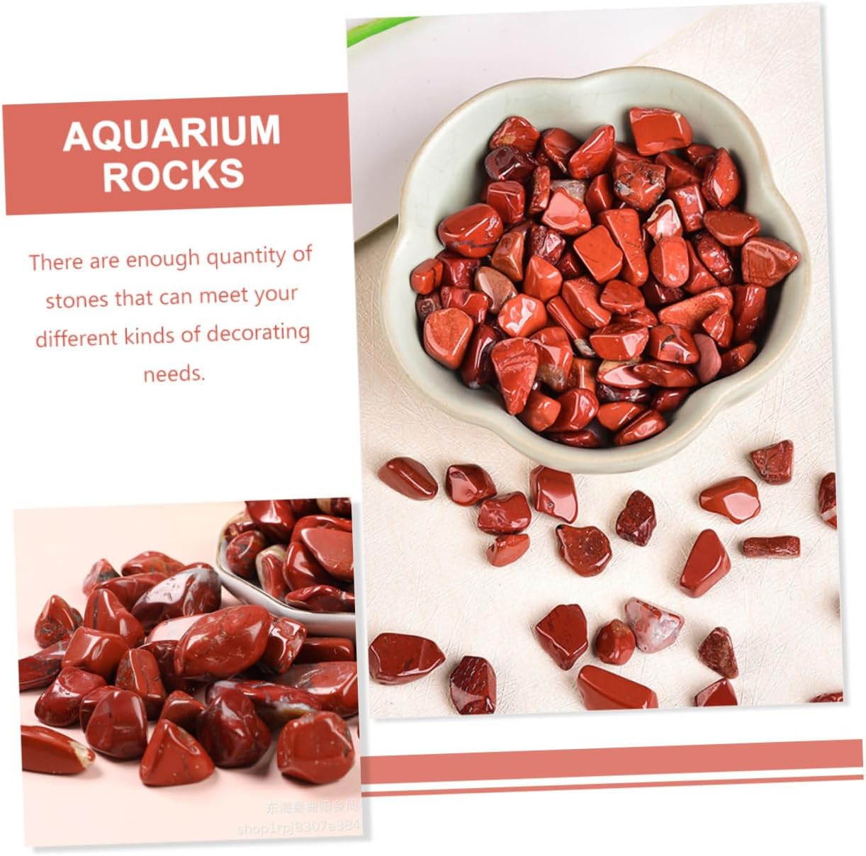 VICASKY Red Jasper Fish Tank Rocks 7-9mm Decorative Aquarium Stones Bulk Gravel for Fish Tank Supplies and Terrarium Decor 2lb