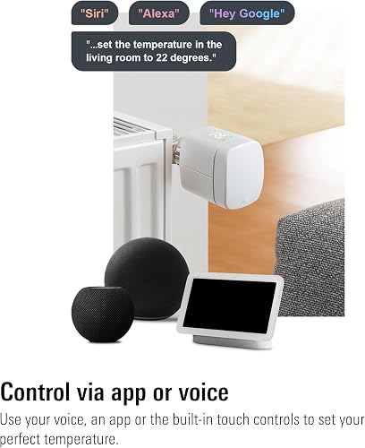 Eve Thermo (Matter, 4ª gen) set di 4: valvola termostatica intelligente, controllo automatico della temperatura, richiede Alexa, Apple Home, SmartThings o Google Home. necessario Thread Border Router - 5