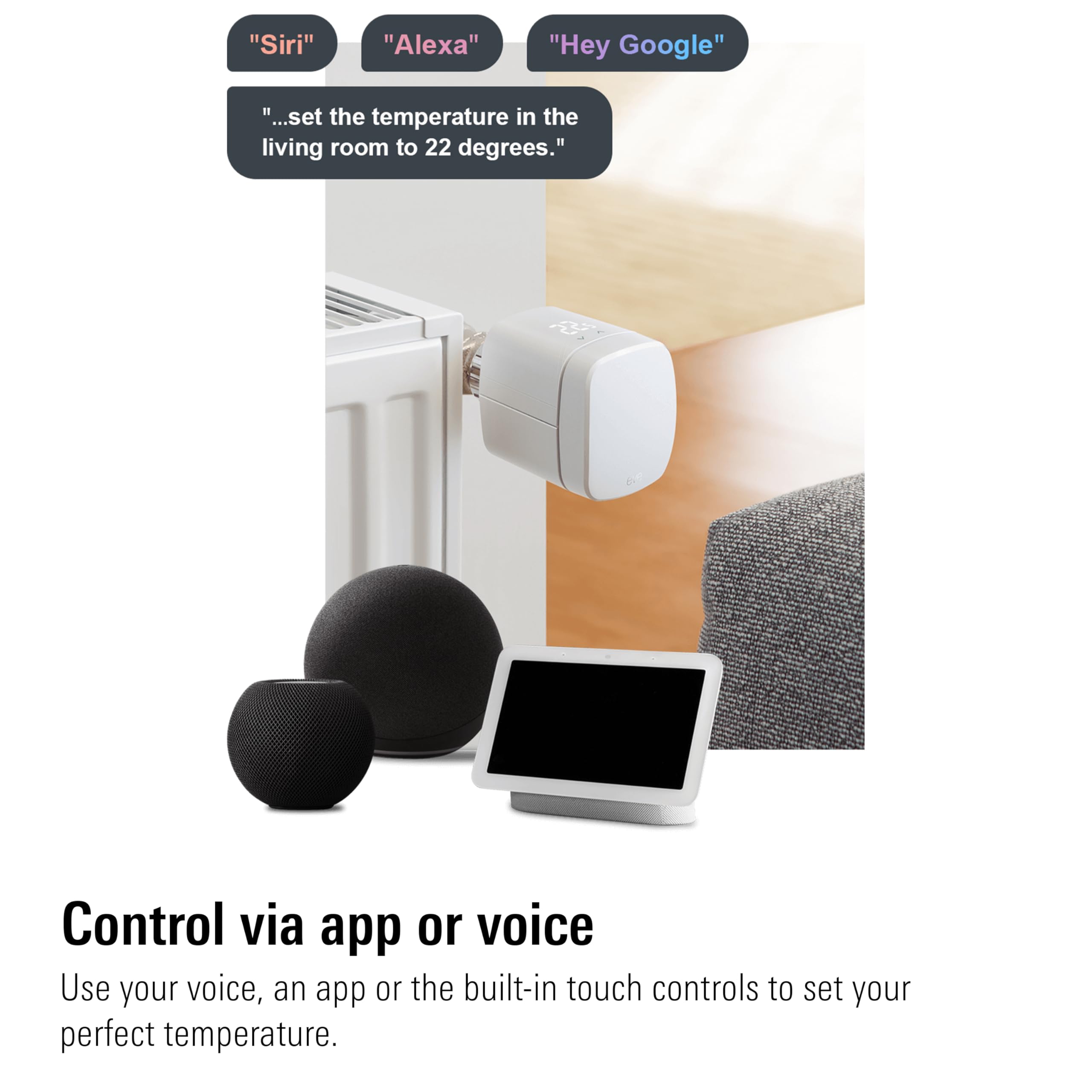 Eve Thermo (Matter, 4e gén) Lot de 4-vanne de radiateur à Thermostat Intelligent, contrôle Automatique de la température, Alexa, Apple Maison, GoogleHome, nécessite Un Thread Border Router