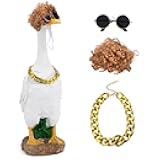 Alphatool Hip-hop Porch Goose Outfits - Includes Golden Necklace, Sunglasses & Goose Wig, Adorable Fall Gooses Clothes Costume for Dressing Up Outdoor Garden Statues