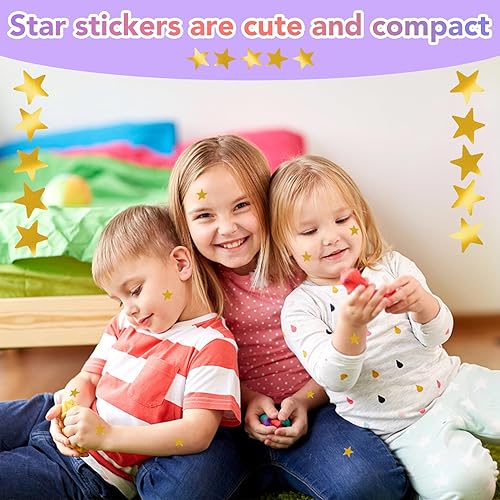 Miniatura 4 de 1200 calcomanías de estrellas doradas, calcomanías holográficas para maestros para recompensas infantiles, pequeñas estrellas brillantes con